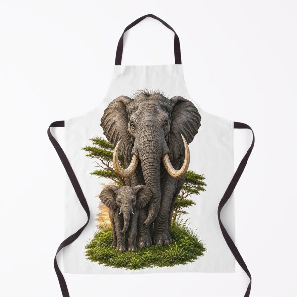 Item preview, Elephant Mother and Calf in the Green Savanna designed and sold by EmylyWoods.