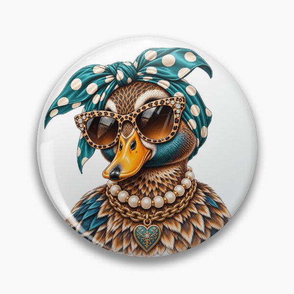 Item preview, Glam Mallard Duck Duck Leopard Sunglasses Pearl Necklace Sassy Fashion Animal designed and sold by 76Valeria.