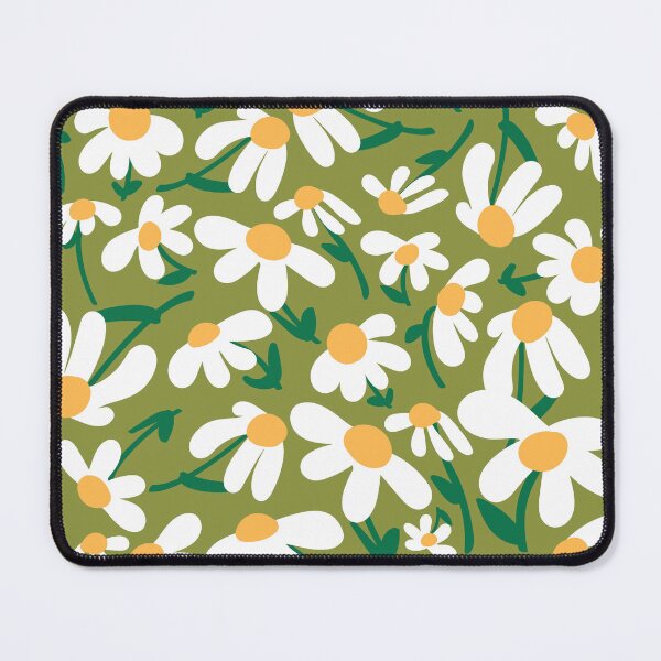 Item preview, Retro Daisy Field in Green and White designed and sold by YesterdayColl.