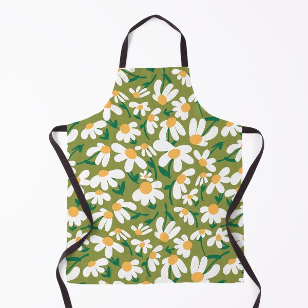 Item preview, Retro Daisy Field in Green and White designed and sold by YesterdayColl.