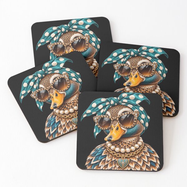 Item preview, Glam Mallard Duck Duck Leopard Sunglasses Pearl Necklace Sassy Fashion Animal designed and sold by 76Valeria.