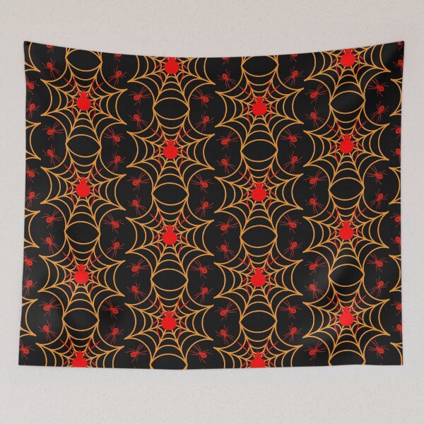 Item preview, Halloween Spider Web | Red Spider Gothic Halloween Design | Creepy Spider Art designed and sold by MariMarArt.
