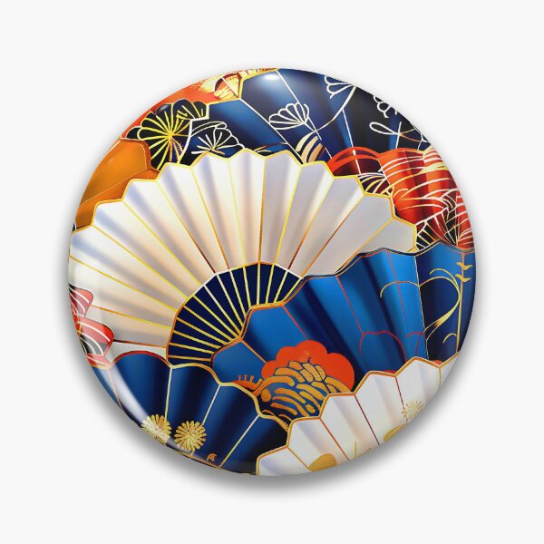Item preview, Japanese Fantasy Fans Vibrant Blue and White Pattern  designed and sold by DEC02.