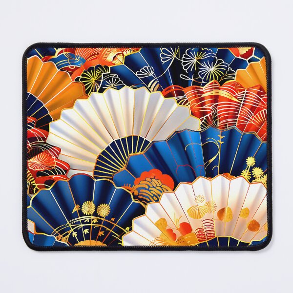 Item preview, Japanese Fantasy Fans Vibrant Blue and White Pattern designed and sold by DEC02.