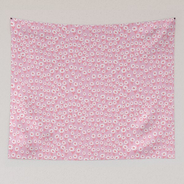 Item preview, Retro Scandi Sunflowers in Tonal Pink and White designed and sold by YesterdayColl.