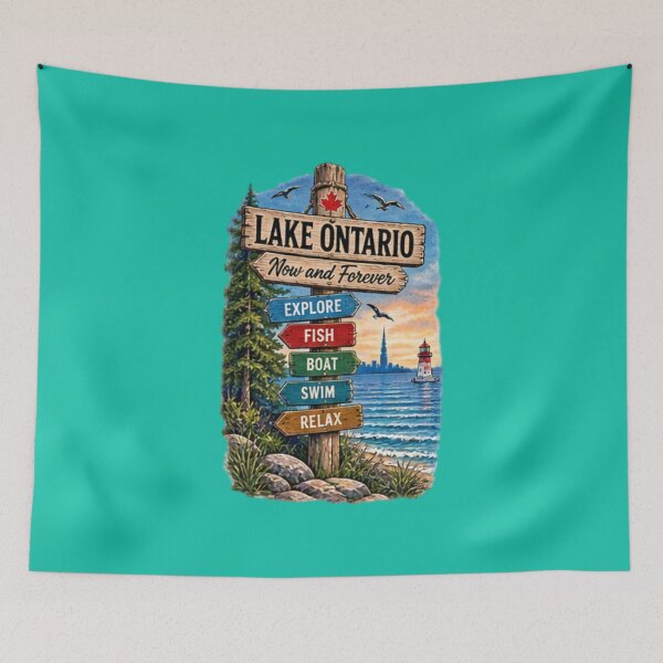 Item preview, Lake Ontario Explore Fish Boat Swim Relax Cottage Country Direction designed and sold by BearLoveDesign.