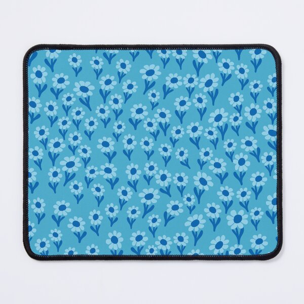 Artikelvorschau, Retro-Skandinavische Sonnenblumen in Ton-in-Ton-Blau entworfen und verkauft von YesterdayColl.