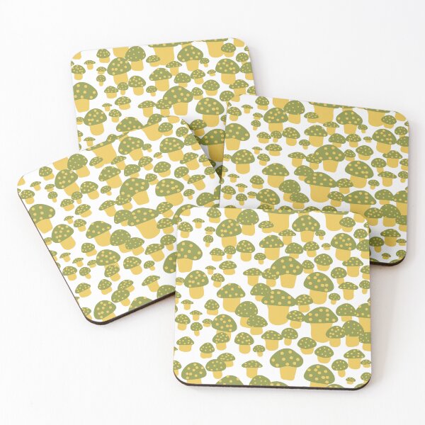 Item preview, Mini Mushrooms in White Green and Yellow designed and sold by YesterdayColl.