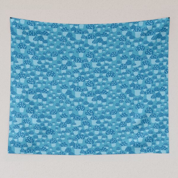 Item preview, Mini Mushrooms in Tonal Blue designed and sold by YesterdayColl.