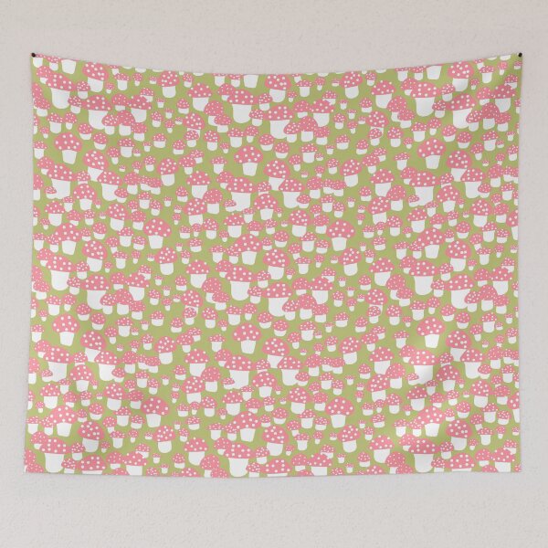 Item preview, Mini Mushrooms in Pink and Green and White designed and sold by YesterdayColl.