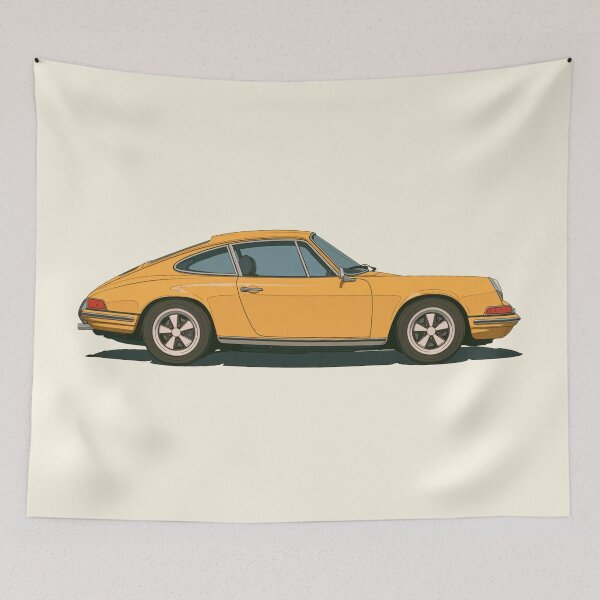 Item preview, Vintage Yellow Porsche 964 911 Illustration designed and sold by blackdogshop.
