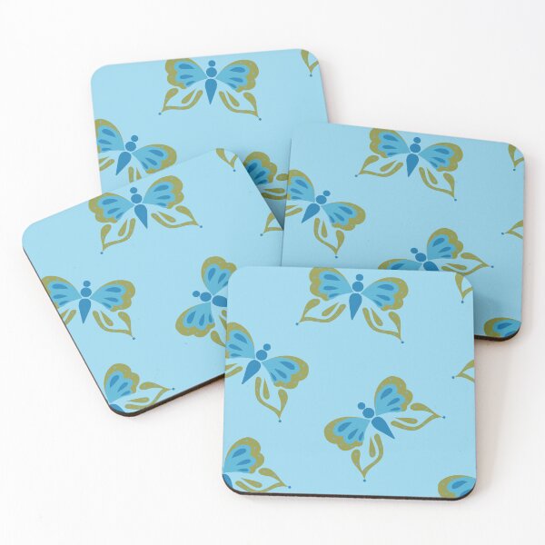 Item preview, Retro Butterflies in Blue and Green designed and sold by YesterdayColl.