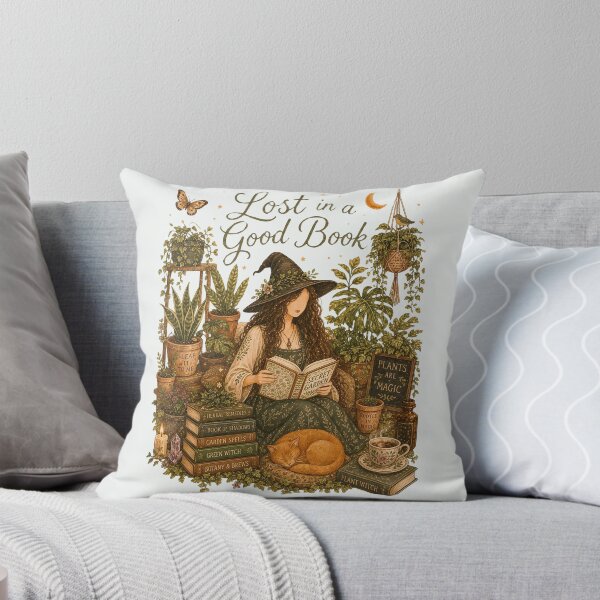 Item preview, Cottagecore Witch Reading - Lost In A Good Book  designed and sold by JessArty ⭐⭐⭐⭐⭐.