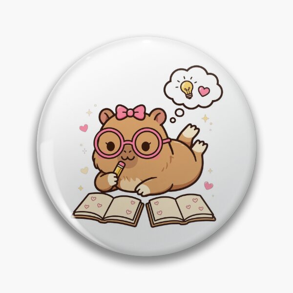Item preview, Cute Capybara Studying On Tummy - Kawaii Study Buddy Glasses Sticker designed and sold by Ala'Salem| Cute Characters, Real Moods.