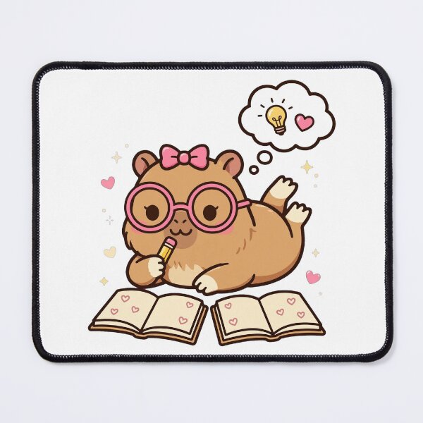 Item preview, Cute Capybara Studying On Tummy - Kawaii Study Buddy Glasses Sticker designed and sold by Ala'Salem| Cute Characters, Real Moods.