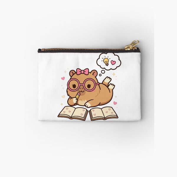 Item preview, Cute Capybara Studying On Tummy - Kawaii Study Buddy Glasses Sticker designed and sold by Ala'Salem| Cute Characters, Real Moods.