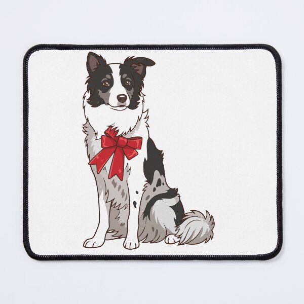 Item preview, Blue Merle Border Collie Red Bow - Christmas Gift designed and sold by Bluek9sDesign.