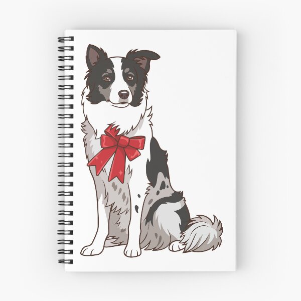 Item preview, Blue Merle Border Collie Red Bow - Christmas Gift designed and sold by Bluek9sDesign.