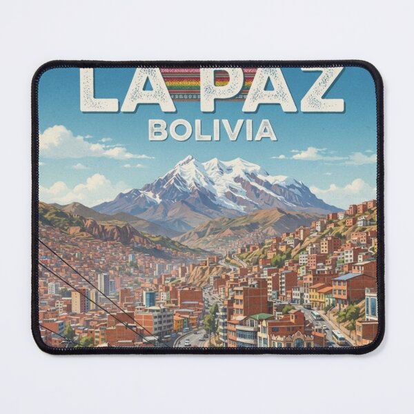 Item preview, La Paz Bolivia Travel Poster – Andes Mountain City Vintage Art designed and sold by ElartedeNoel.