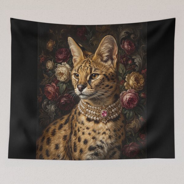 Item preview, Noble Serval Cat with Pink Sapphire Choker designed and sold by Real Beast Art.