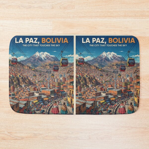 Item preview,  La Paz Bolivia Travel Poster – Andes Mountain City Vintage Art designed and sold by ElartedeNoel.