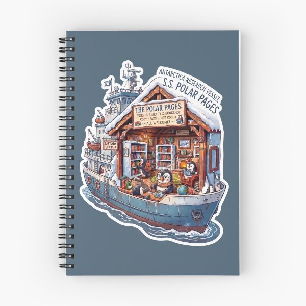 Item preview, Penguin Cartoon Cozy Antartica Research Vessel Whimsical Polar Boat designed and sold by aliyeus.