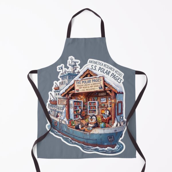 Item preview, Penguin Cartoon Cozy Antartica Research Vessel Whimsical Polar Boat designed and sold by aliyeus.