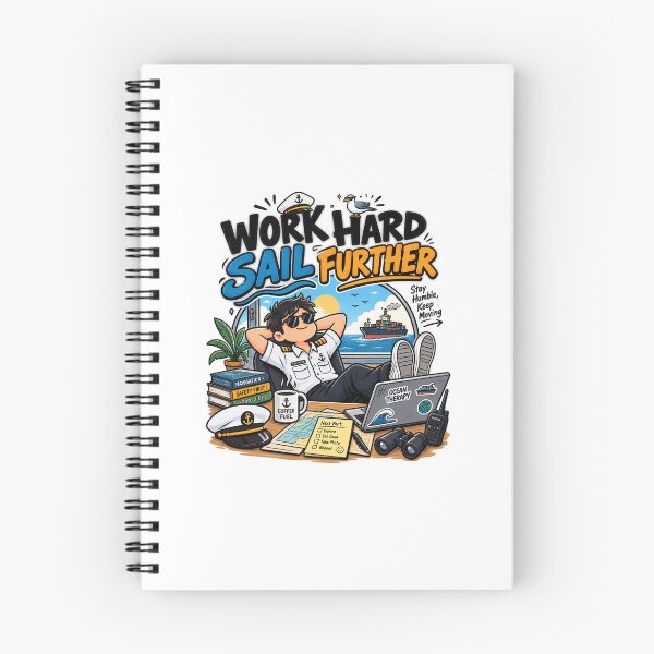 Item preview, Work Hard Sail Further – Funny Seafarer Doodle designed and sold by LigninArt.