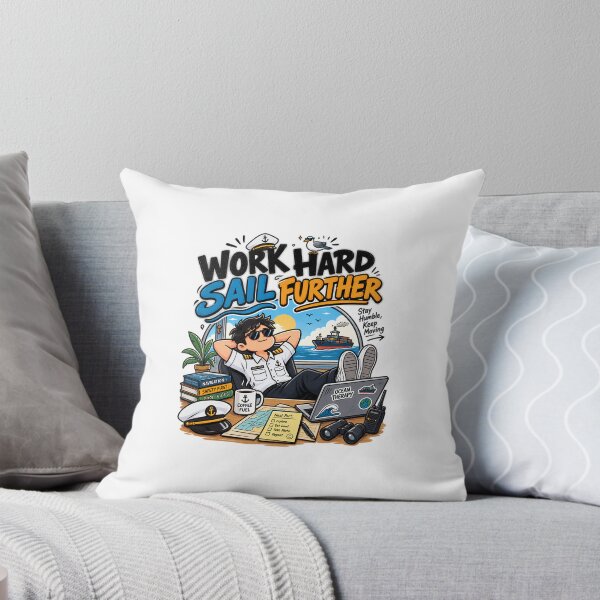 Item preview, Work Hard Sail Further – Funny Seafarer Doodle designed and sold by LigninArt.