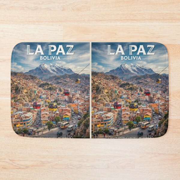 Item preview,  La Paz Bolivia Travel Poster – Andes Mountain City Vintage Art designed and sold by ElartedeNoel.