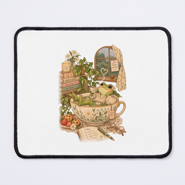 Item preview, Cozy Frog Drinking Tea in Teacup designed and sold by Kachishop.