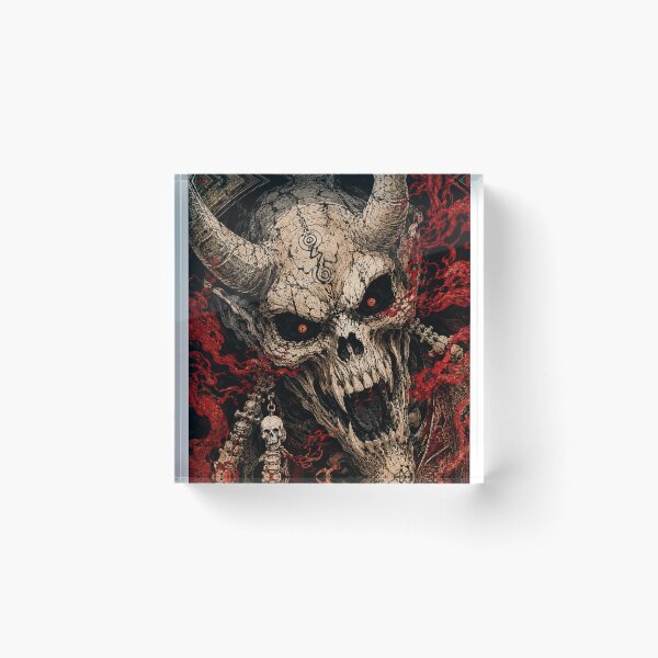 Item preview, Three-Eyed Japanese Demon Skull designed and sold by MouradStudio.