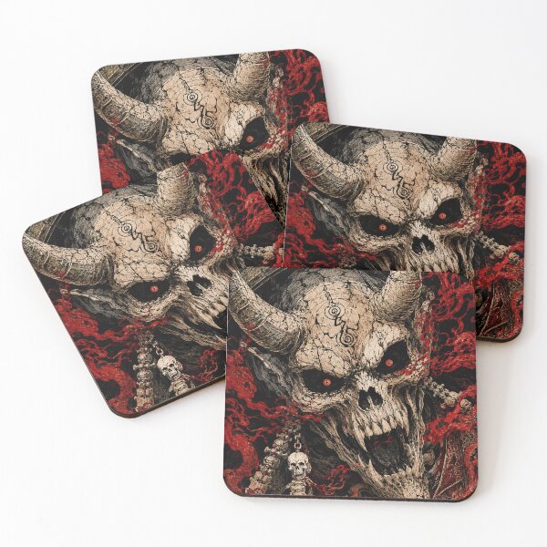Item preview, Three-Eyed Japanese Demon Skull designed and sold by MouradStudio.