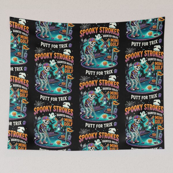 Item preview, Spooky Strokes Haunted Mini Golf Skeleton Halloween designed and sold by 519xdesign.