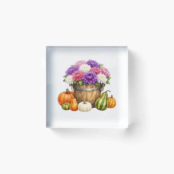 Item preview, Watercolor Autumn Chrysanthemum, Pumpkins and Gourds  designed and sold by silviaol.