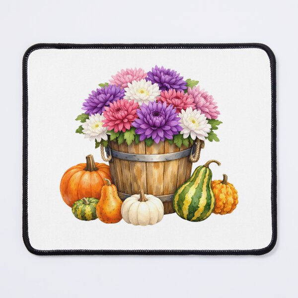 Item preview, Watercolor Autumn Chrysanthemum, Pumpkins and Gourds designed and sold by silviaol.