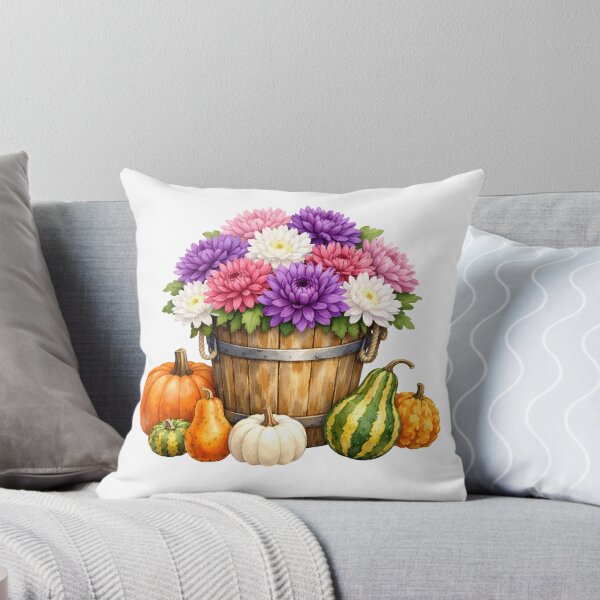 Item preview, Watercolor Autumn Chrysanthemum, Pumpkins and Gourds  designed and sold by silviaol.