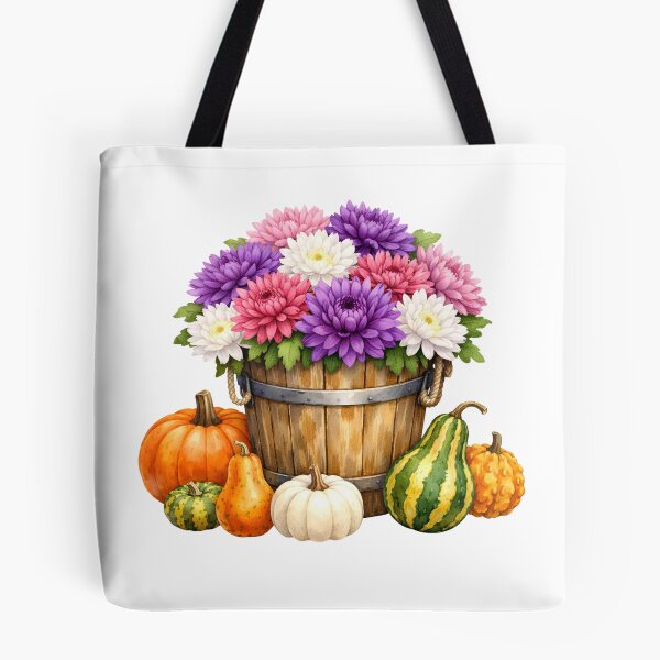 Item preview, Watercolor Autumn Chrysanthemum, Pumpkins and Gourds  designed and sold by silviaol.