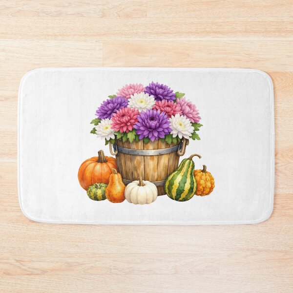 Item preview, Watercolor Autumn Chrysanthemum, Pumpkins and Gourds  designed and sold by silviaol.