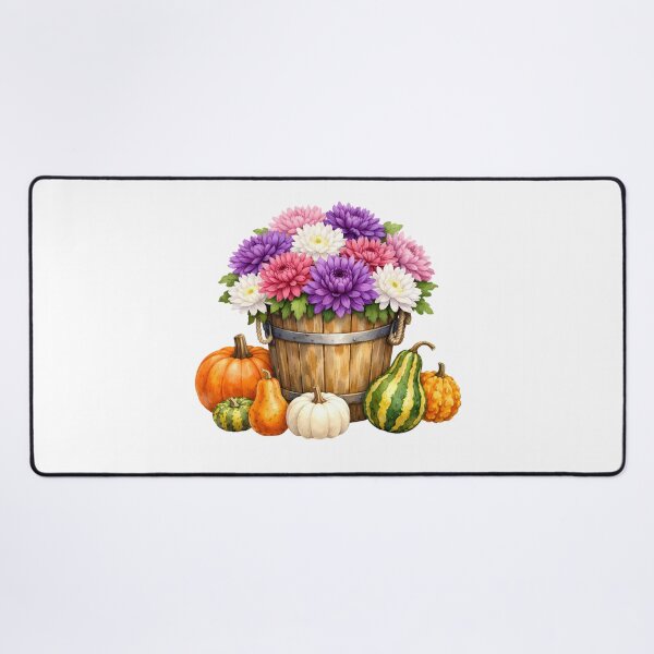 Item preview, Watercolor Autumn Chrysanthemum, Pumpkins and Gourds designed and sold by silviaol.