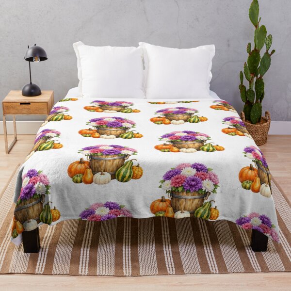 Item preview, Watercolor Autumn Chrysanthemum, Pumpkins and Gourds designed and sold by silviaol.