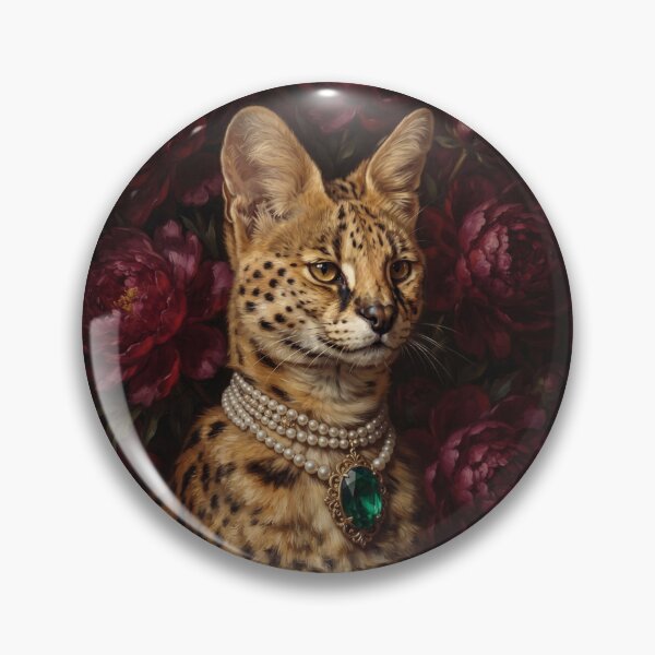 Item preview, Noble Serval Cat with Emerald Pearl Choker designed and sold by Real Beast Art.