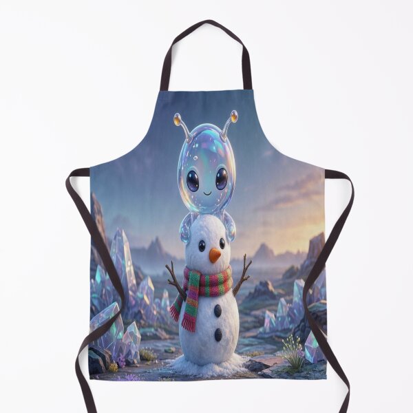 Item preview, Cute Alien Medanix Making a Snowman - Cozy Winter Space Core designed and sold by Breezes-of-Ida.