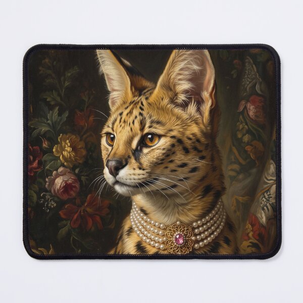 Item preview, Noble Serval Cat with Pink Sapphire Choker designed and sold by Real Beast Art.