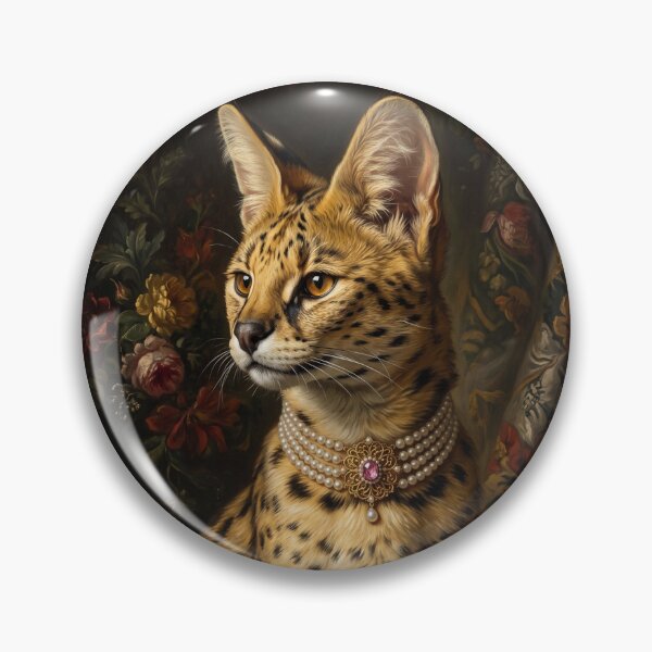 Item preview, Noble Serval Cat with Pink Sapphire Choker designed and sold by Real Beast Art.