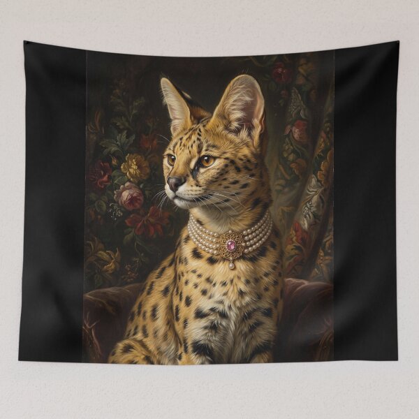 Item preview, Noble Serval Cat with Pink Sapphire Choker designed and sold by Real Beast Art.