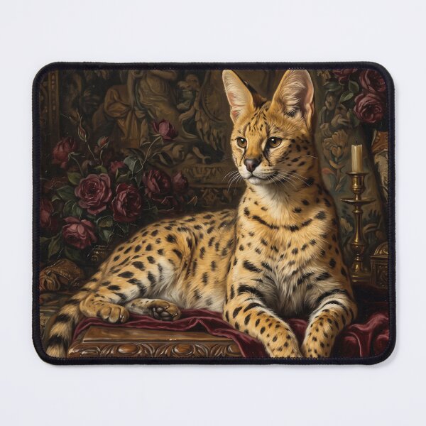 Item preview, Noble Serval Cat Resting in Renaissance Setting designed and sold by Real Beast Art.