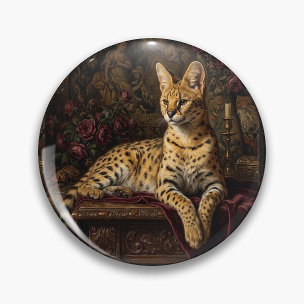 Item preview, Noble Serval Cat Resting in Renaissance Setting designed and sold by Real Beast Art.