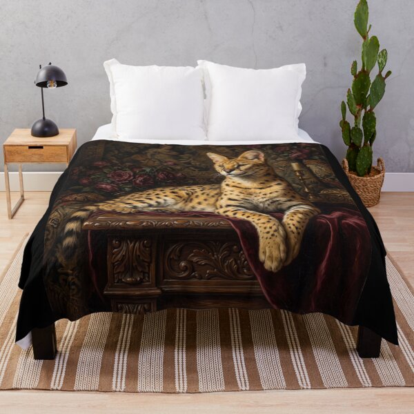 Item preview, Noble Serval Cat Resting in Renaissance Setting designed and sold by Real Beast Art.