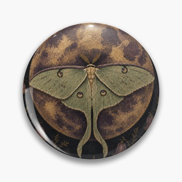 Item preview, Luna Moth Among Moonflowers – Dark Botanical designed and sold by Noctifolia Field Journal.